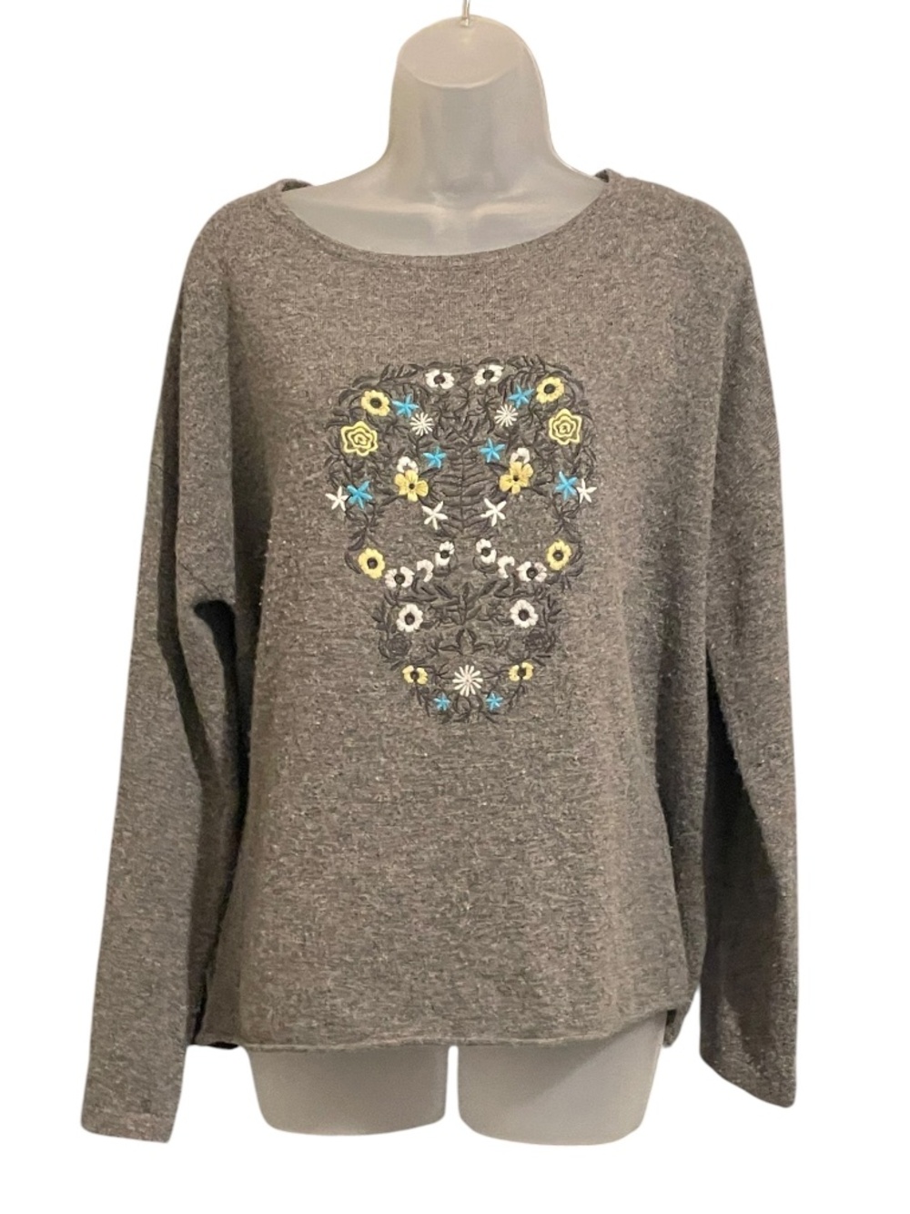 Skull Cashmere Oversized 97120 Grey Pullover Sweater Cashmere/Wool Size Medium